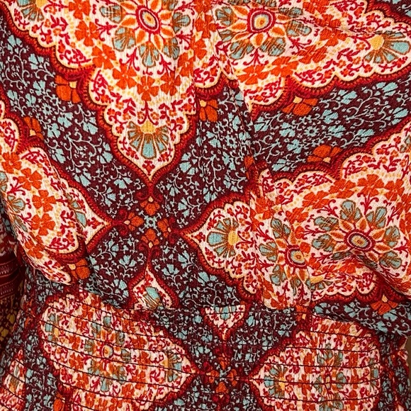 TWINE & STRING Cropped Boho Retro Top with bell Sleeves size Medium - Picture 10 of 11